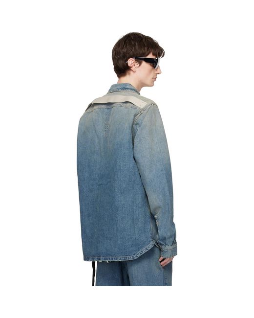 Rick Owens Blue Temple Denim Overshirt for men