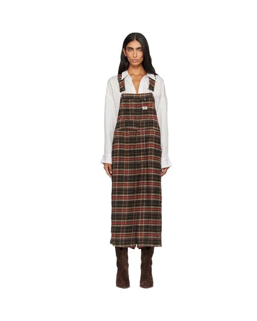 R13 Brown Burgundy Jumbo Overalls