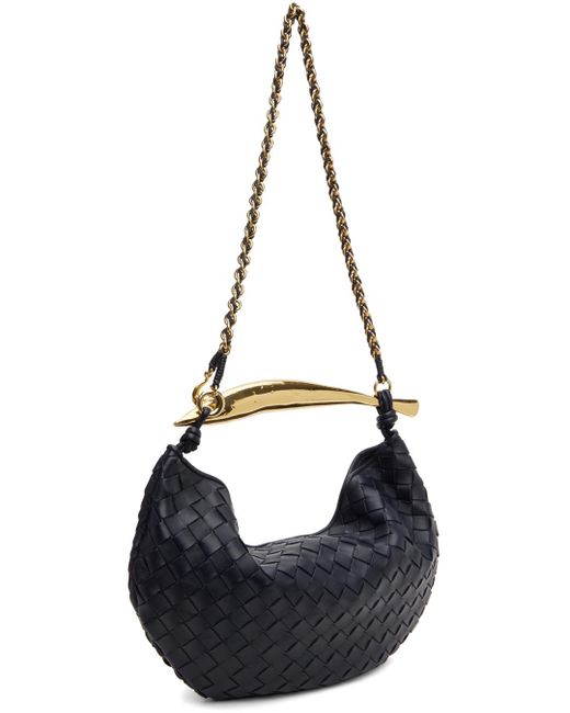 Bottega Veneta Black Navy Sardine With Chain Bag