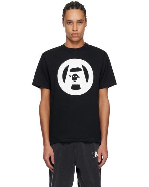 A Bathing Ape Black Stencil Circle Ape Face T-Shirt for men
