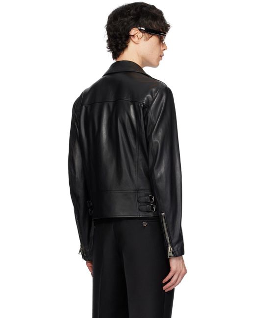 Tom Ford Black Full-grain Leather Biker Jacket for men