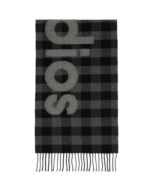 Acne Black Check Logo Scarf