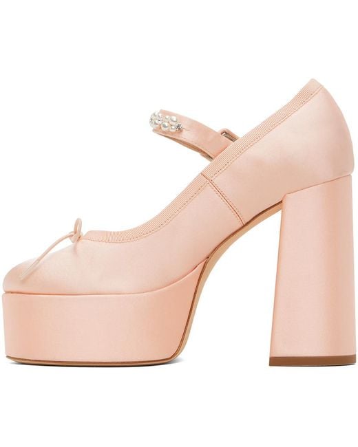 Chaussures à talon bottier roses à perles et à bout graphique Simone Rocha en coloris Pink