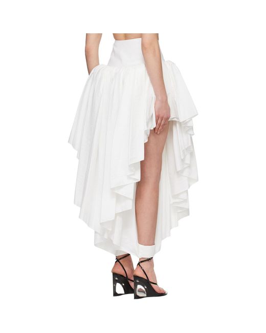 Alaïa White Alaïa Nylon Maxi Petticoat Midi Skirt