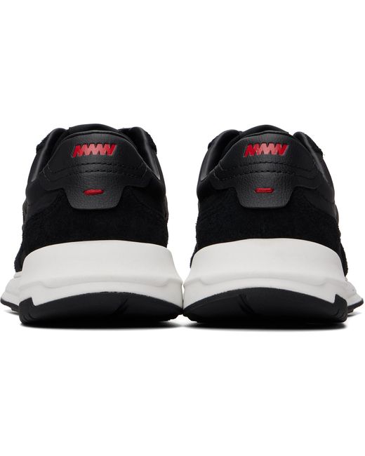 HUGO Black Logo Detail Suede-Trim Sneakers for men