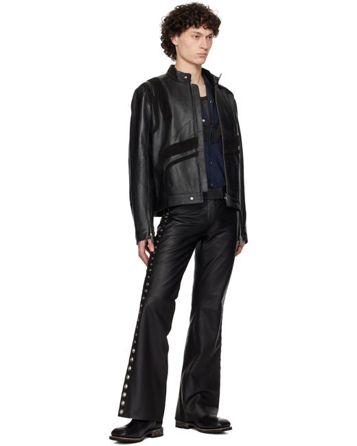メンズ Deadwood ブラック Dali レザーパンツ Black