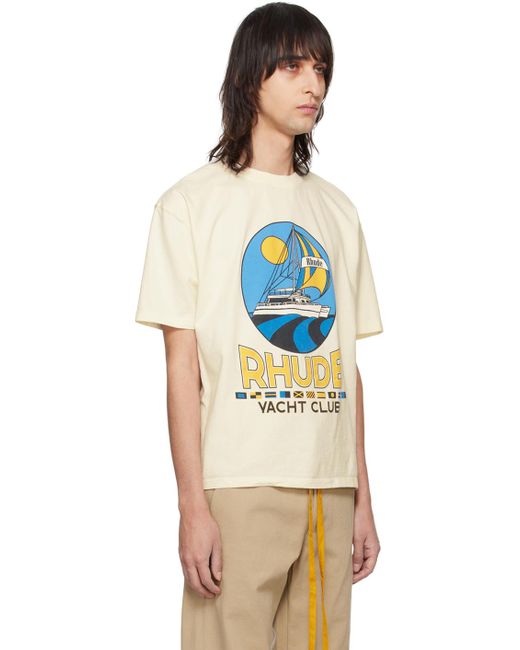 メンズ Rhude オフホワイト Yacht Club Tシャツ Multicolor
