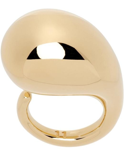 Bottega Veneta Metallic Gold Drop Ring