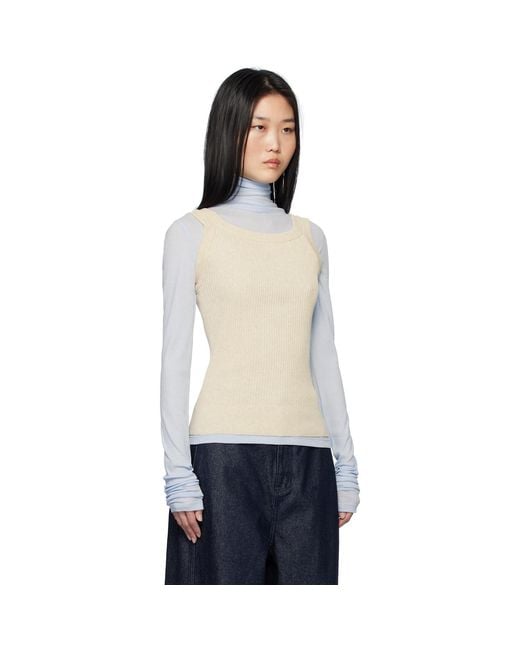 LE17SEPTEMBRE Blue Ribbed Scoop Neck Tank Top