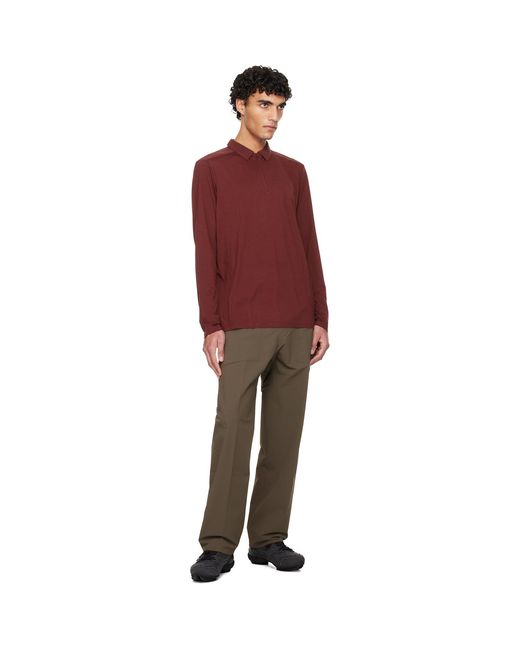 Veilance Red Burgundy Frame Ls Polo for men