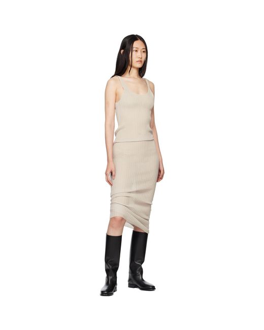 Subtle Le Nguyen Black Taupe Plissé Tank Maxi Dress