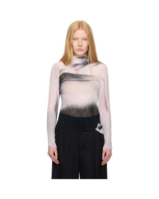 Issey Miyake Black Shadow Study Pleats Chiffon Twist Turtleneck