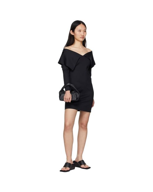 Rosetta Getty Black Fold Off-Shoulder Dress