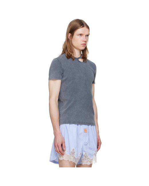 Louis-Gabriel Nouchi Blue Asymmetrical Opening T-Shirt for men