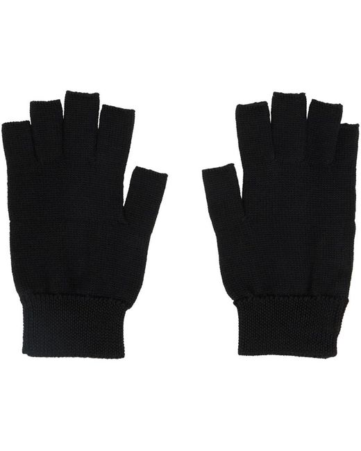 Rick Owens Black Fingerless Gloves for men