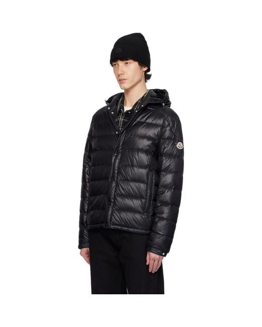 Moncler Black Gliere Hooded Short Down Jacket for men