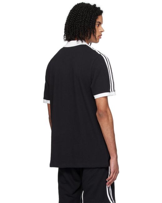 Adidas Originals Black 3-stripes Cotton Piqué Polo for men