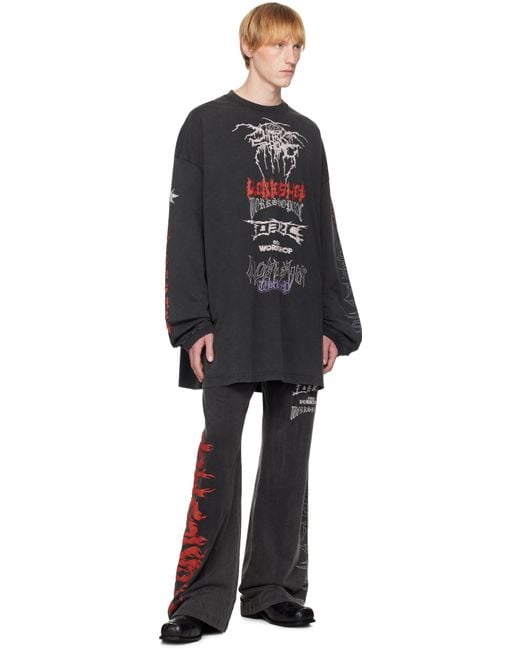 032c Black Telepresence Oversized Longsleeve T-Shirt for men