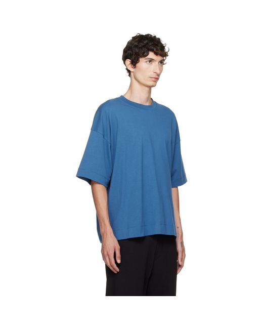 Dries Van Noten Blue Dropped Shoulder T-Shirt for men