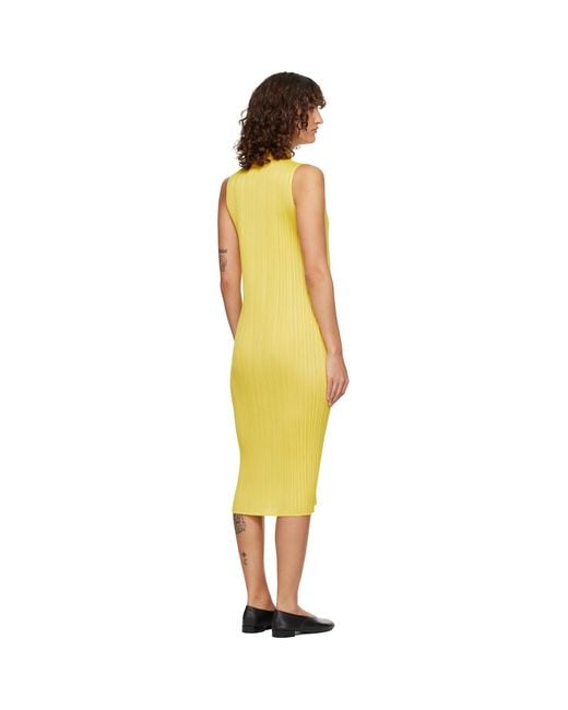 Pleats Please Issey Miyake Yellow Monthly Colors April Midi Dress