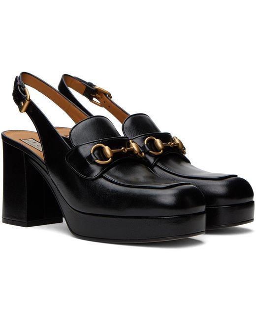 Chaussures à talon bottier noires à mors Gucci en coloris Black