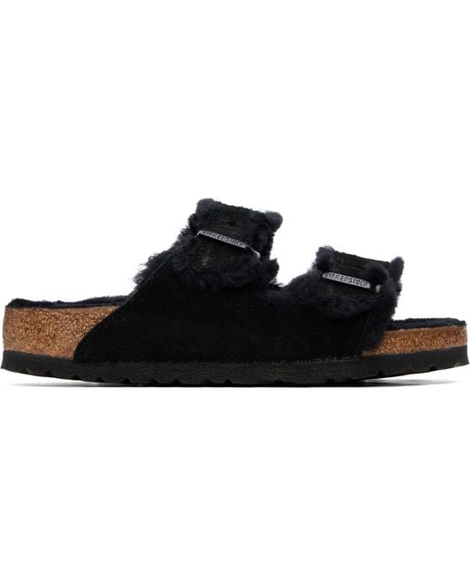 Birkenstock Black Regular Arizona Shearling Sandals