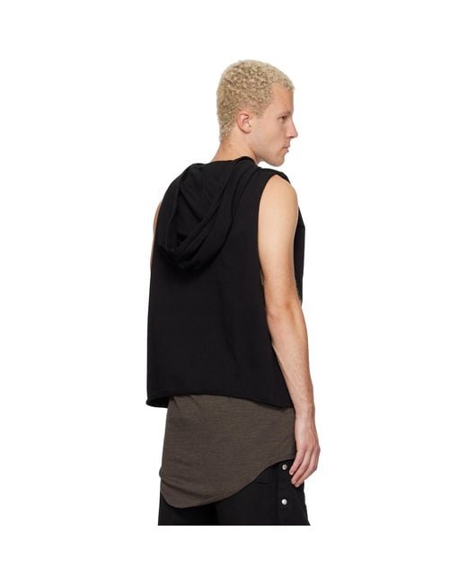 Rick Owens Black Tower Tunic Hoodie for men