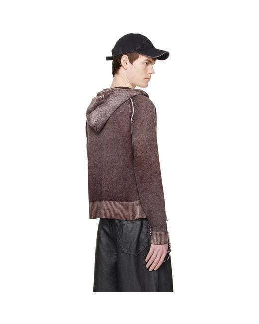 Acne Multicolor Burgundy Zipper Hoodie for men