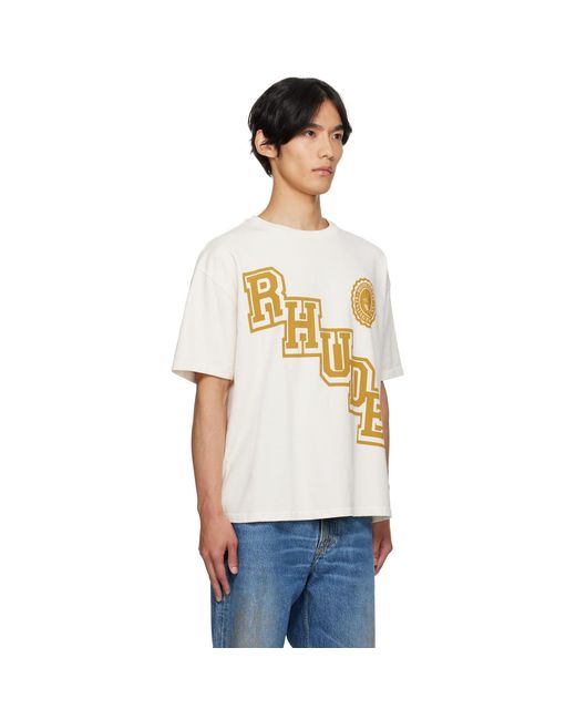 Rhude White Off- Collegiate Crest T-Shirt for men