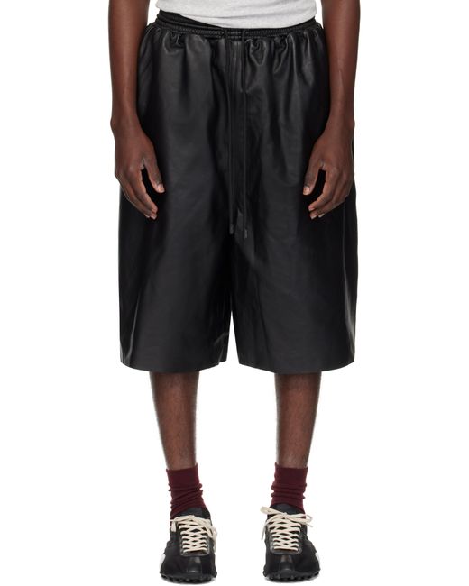 Lu'u Dan Black Leather B Ball Shorts for men