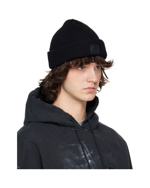Vetements Black Leather Biker Cross Label Beanie for men