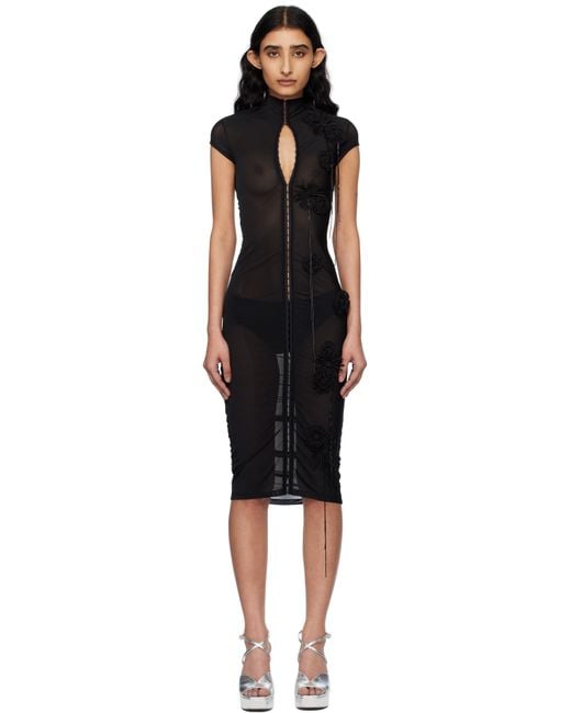 Fanci Club Black Wild Floral Midi Dress