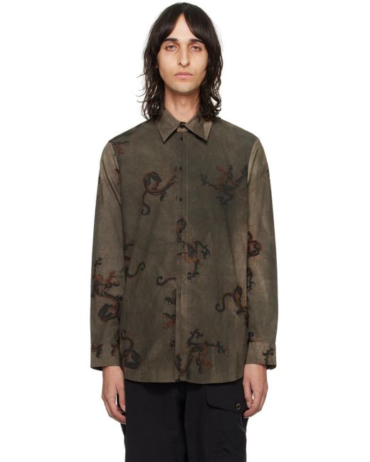 Uma Wang Brown Gray Tab Shirt for men