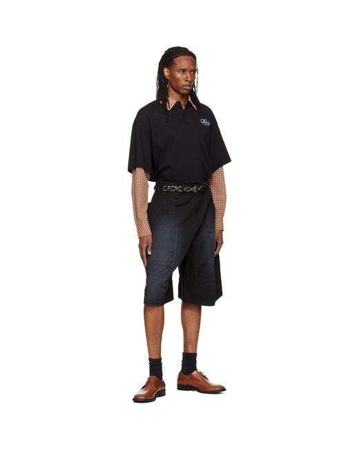 we11done Black 'Se11Done' Layered Long-Sleeve Polo for men