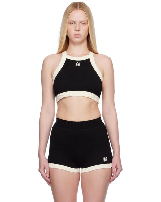 Débardeur Écourté Noir Et Blanc Cassé À Monogramme Amiri en coloris Black