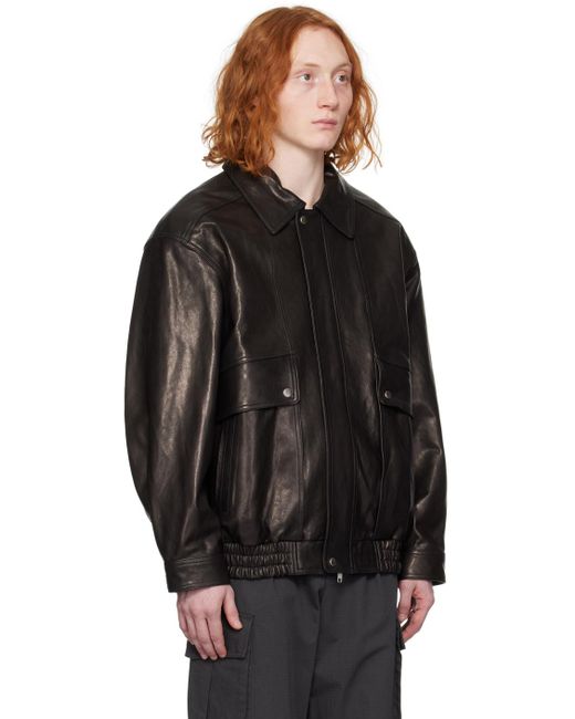 DUNST Black Oversized Vintage Leather Jacket for men