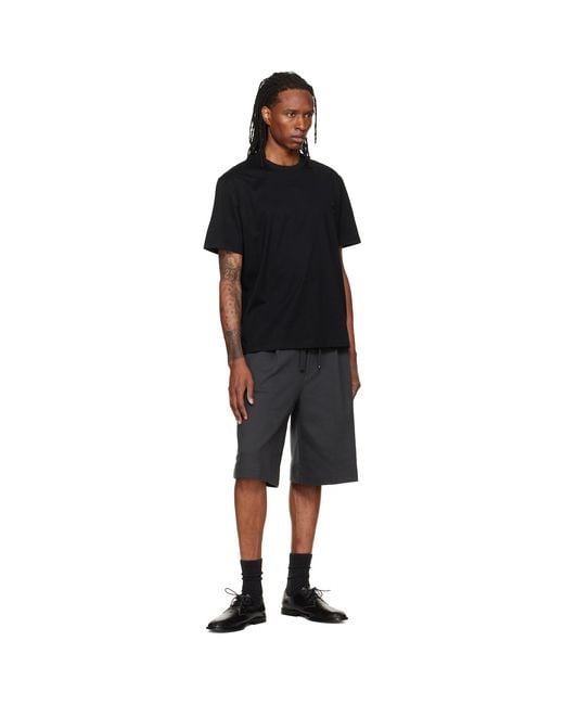 Wooyoungmi Black Cotton Back Logo T-Shirt for men