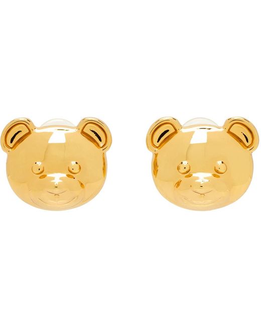 Moschino Metallic Gold Teddy Bear Earrings