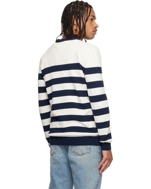 Balmain Black Buttoned Marinière Knit Sweater for men