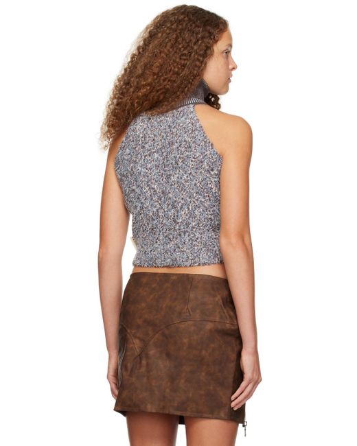 ANDERSSON BELL Brown Fluffy Tank Top