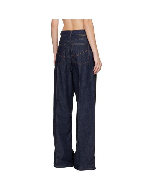 Stella McCartney Black Wide-Leg Satin-Panel Jeans