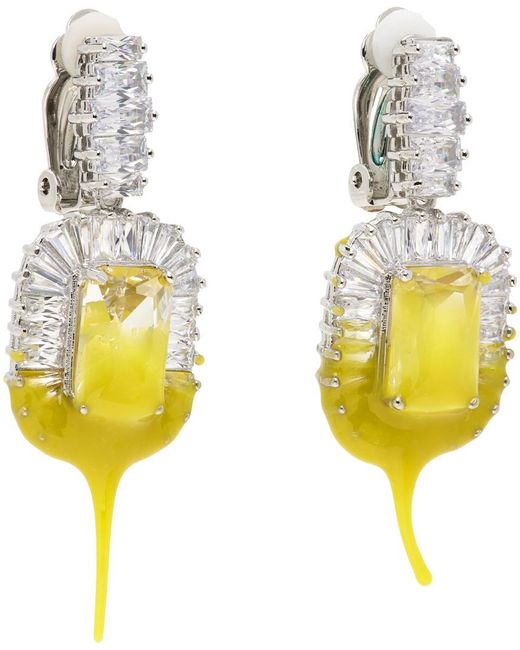 Boucles d'oreilles à clip argentées à pierres du rhin et à enduit jaune OTTOLINGER en coloris Yellow