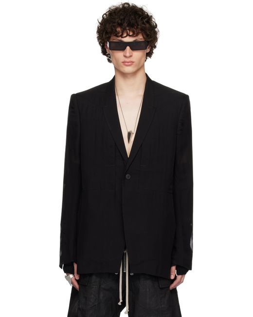 Rick Owens Black Hollywood Fogpocket Soft Soft Blazer for men