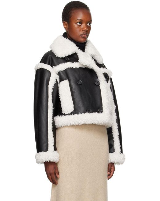 Stand Studio Black & Offwhite Kristy Fauxshearling Jacket Lyst