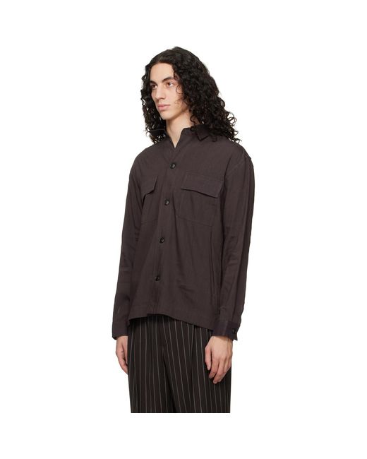 Boss Black Flap Pocket Linen Shirt for men