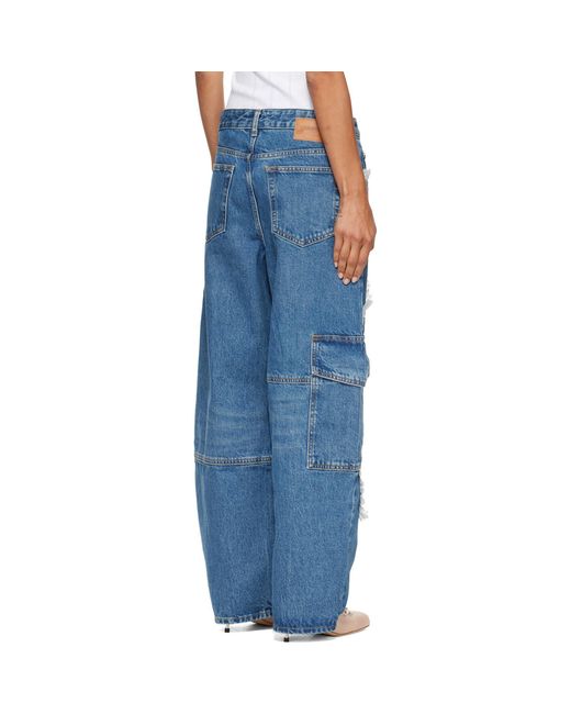 Ganni Blue Audri Lace Cargo Jeans