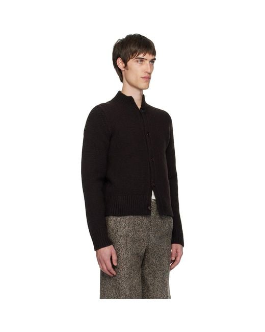 Dries Van Noten Black Merino Wool Cardigan for men