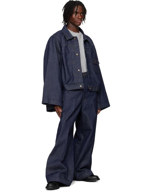 RAINMAKER KYOTO Blue N-Sleeve Denim Trucker Jacket for men