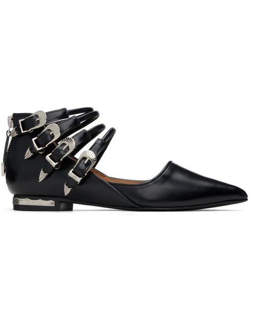 Toga Black Polido Multi Strap Ballerina Flats