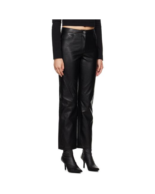Juun.J Black Darted Faux-Leather Trousers